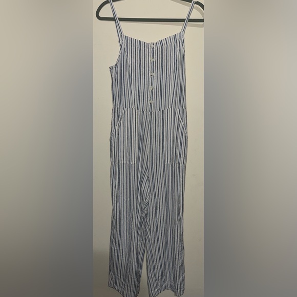 Old Navy Pants - Old Navy Blue and White Striped Cotton Jumpsuit